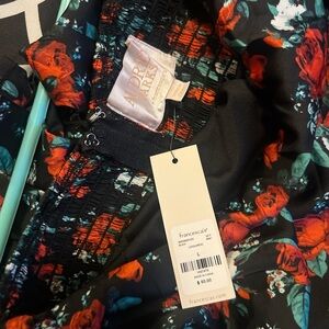 Francesca's Collections Black and Red Floral Midi Dress